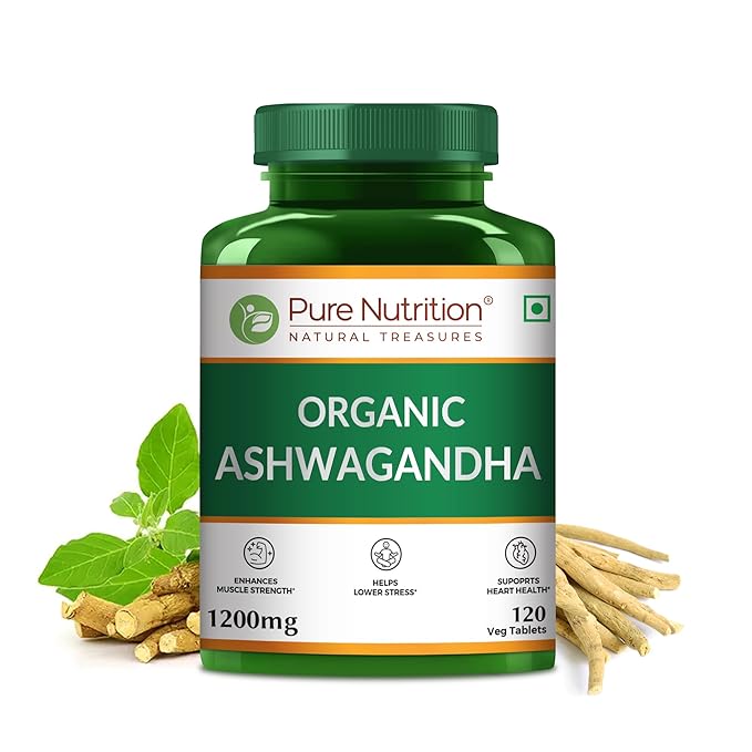 Pure Nutrition Organic Ashwagandha Tablets (120 Veg Tablets)