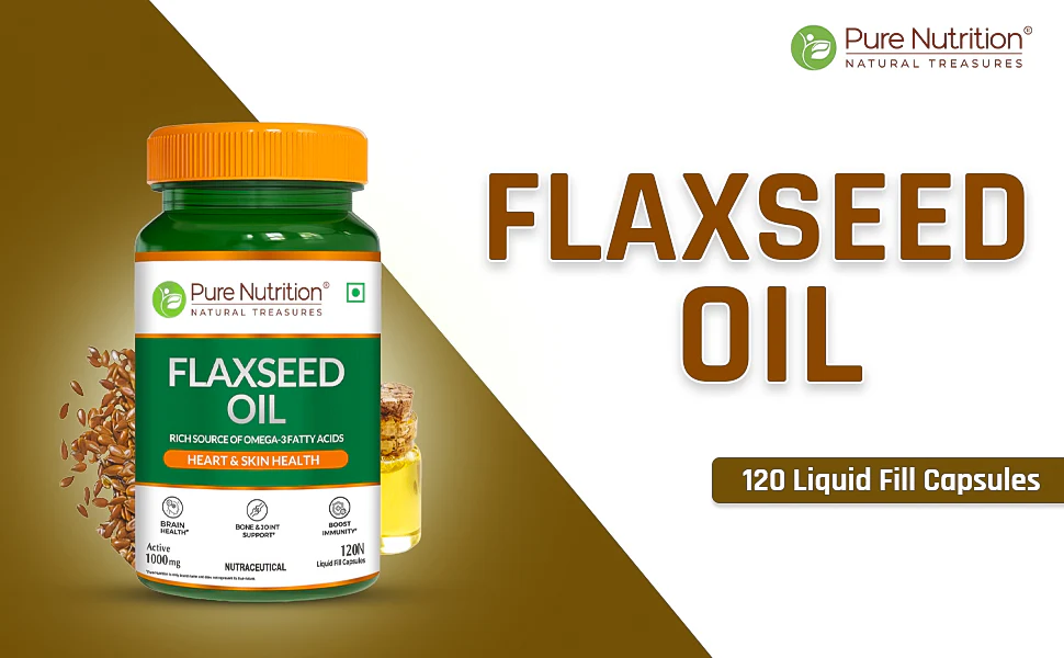 Pure Nutrition Flaxseed Oil Capsules – 1000 mg (60 Veg Capsules)