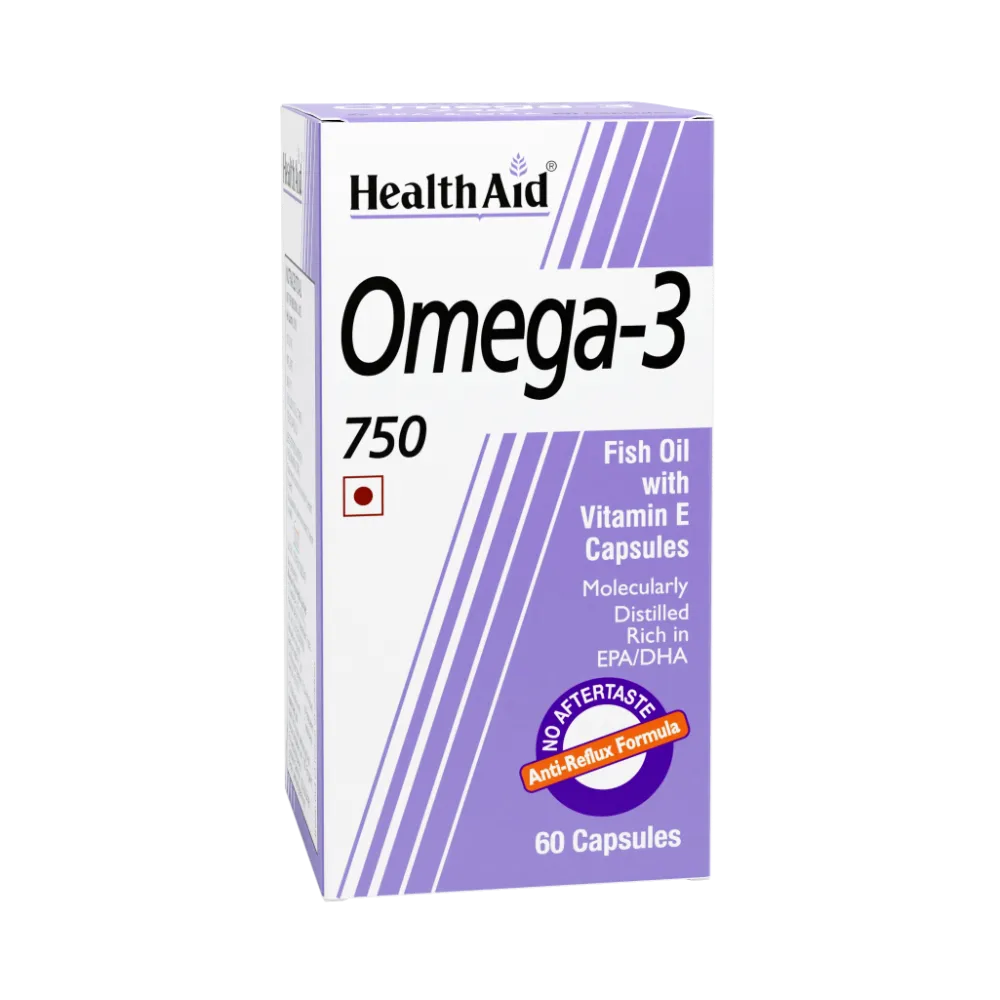 HealthAid Omega‑3 750 mg – High-Purity EPA & DHA Softgels (60 Caps)
