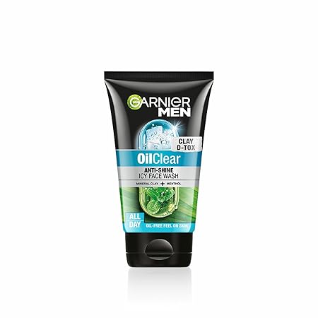 Garnier Men Oil Clear Clay D-Tox Deep Cleansing Icy Face Wash (100 gm)